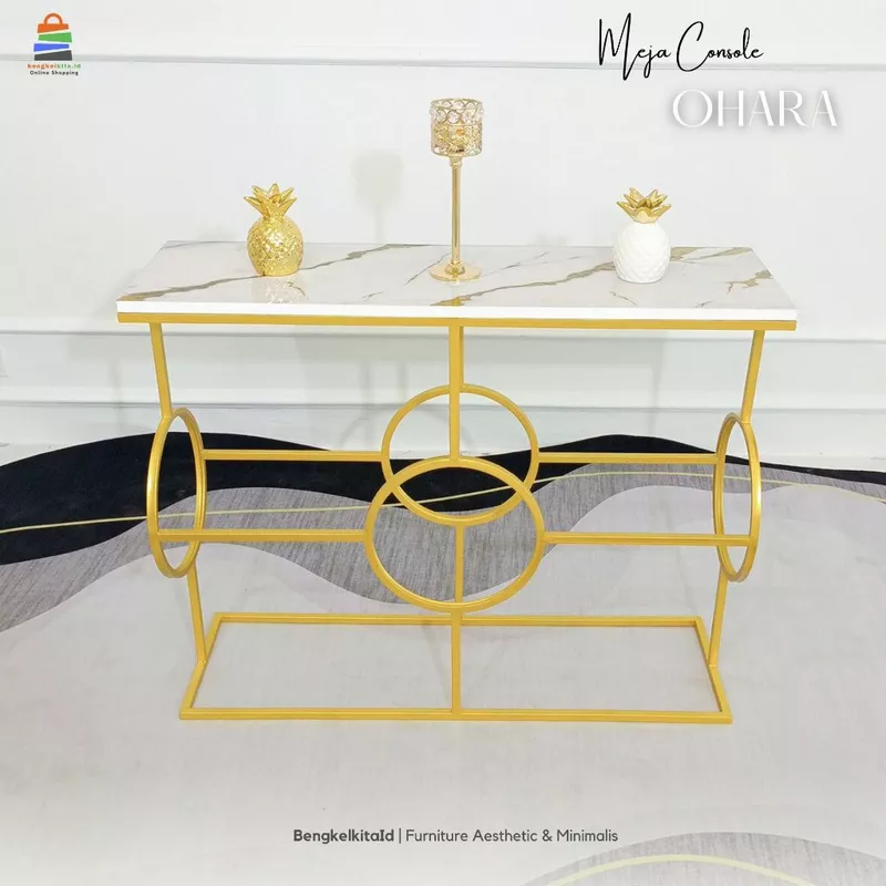 Meja Console Aesthetic Meja Hias Minimalis - MEJA OHARA - Foyer Besi Holo Cat Duco Mewah