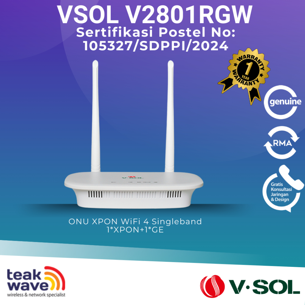 Jual V-SOL V2801RGW ONU XPON Singleband ONT 1GE 1FE ONT ONU V2801RGW ...