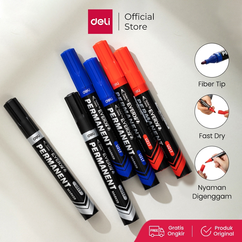 Jual Deli Spidol Permanen Permanent Marker Warna HITAM BIRU