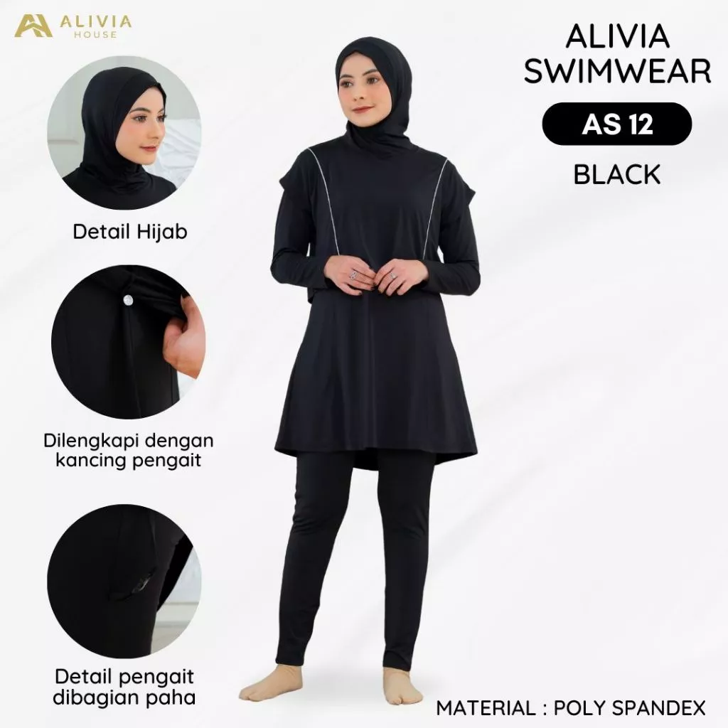 Alivia House Baju Renang Muslimah Syari Dewasa dan Remaja - Swimwear Hijab Poly Spandex