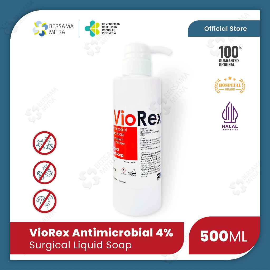 Jual VioRex Antimicrobial Surgical Liquid Soap - Botol 500ml | Shopee ...