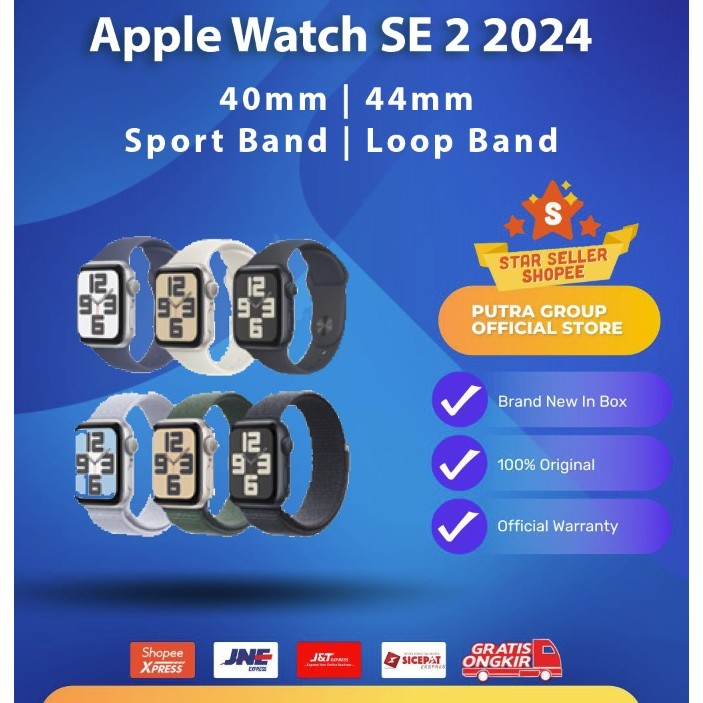 Apple Watch SE 2024 40mm 44mm Silver Denim Starlight Midnight Sport Band  Loop Band