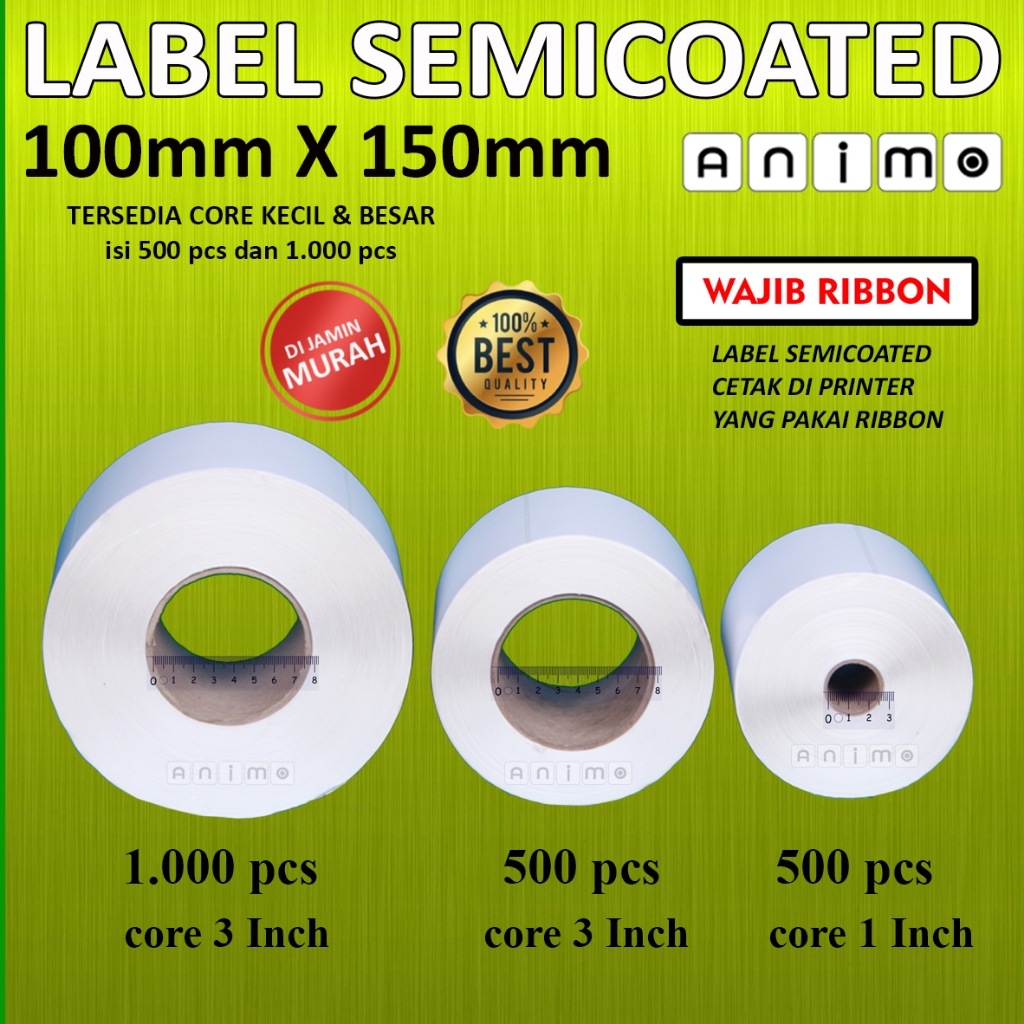 Jual LABEL SEMICOATED 100X150 = 500 PCS - STIKER SEMICOATED 10X15 CM ...