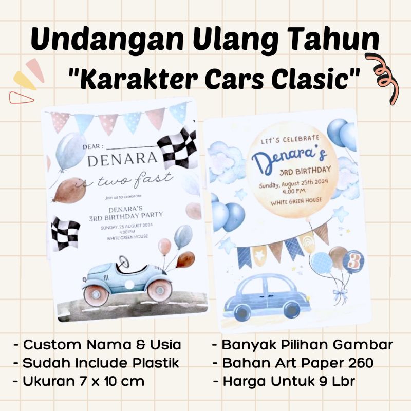 Jual Undangan Ulang Tahun - Cars / Race Birthday Invitation Card ...