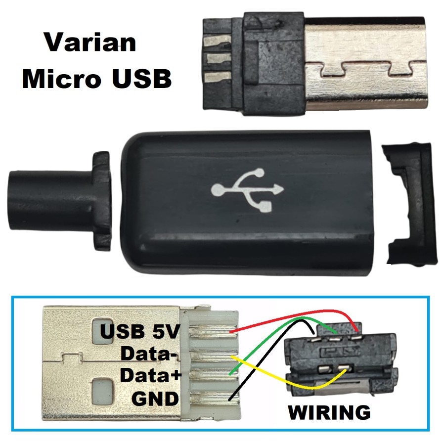 Jual Soket USB Kosong 4pin solder Socket Connector varian USB Micro ...