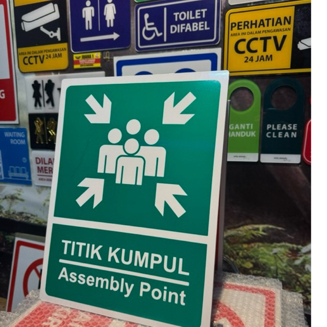Jual Sign/Rambu Titik Kumpul Assembly Point bahan ACP 3mm stiker ...