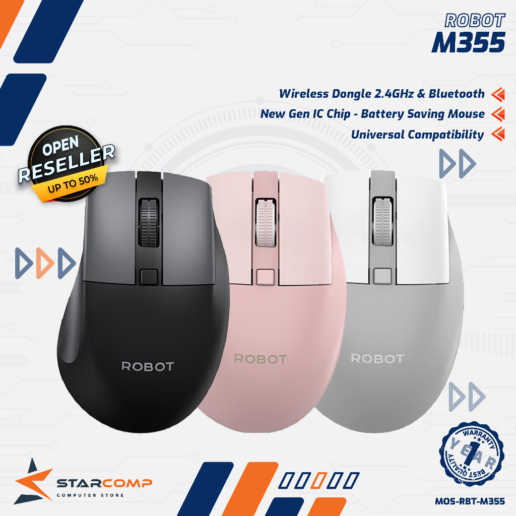 Jual ROBOT M355 Mouse Multi Device Dual Mode Bluetooth 5.0 + Wireless 2 ...