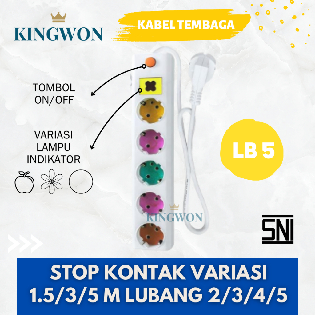 Jual STOP KONTAK KABEL SWITCH ON OFF 2/3/4/5 LUBANG 1.5M/3M/5M COLOKAN ...