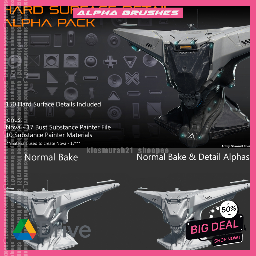 Jual Hard Surface Detail Alpha Pack Alpha Map Brushes Alphas | Shopee ...