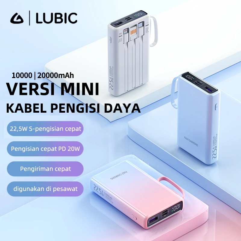 LUBIC -856 mini power bank real capacity 10000mAh 3 usb 22.5W Fast Charging LED