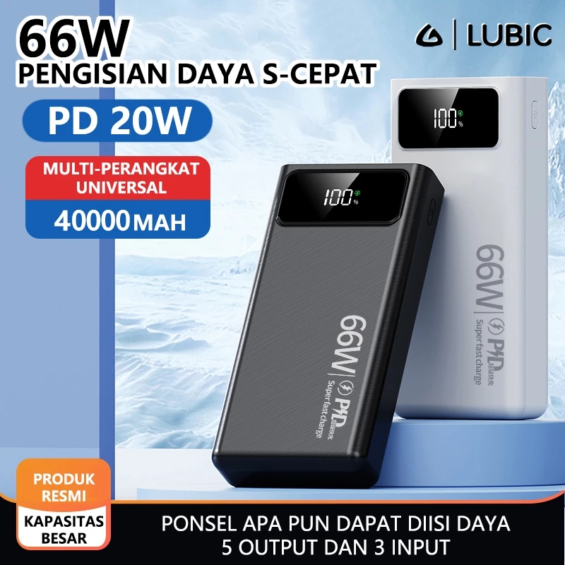 LUBIC PowerBank 40000mAh 66W 4 USB Fast Charging LED Digital Display