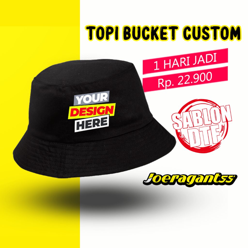 Jual BUCKET HAT CUSTOM TOPI BUNDAR SABLON SATUAN NAMA TULISAN GAMBAR ...