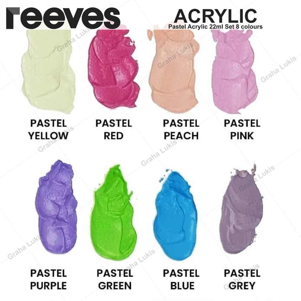 Jual Reeves Acrylic Artists 8x22ml Color Paint Set Pastel | Shopee ...