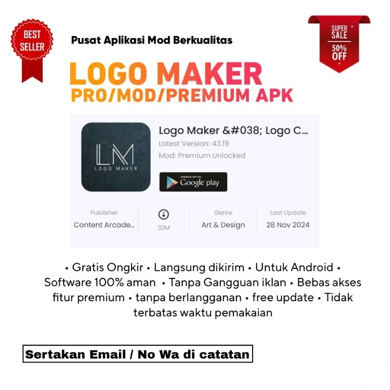 Jual LOGO MAKER APK PRO/MOD/PREMIUM Shopee Indonesia