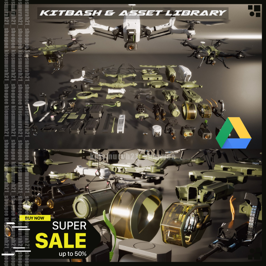 Jual Kitbash3D - Veh Drones Kitbash 3D Model Asset Library | Shopee ...