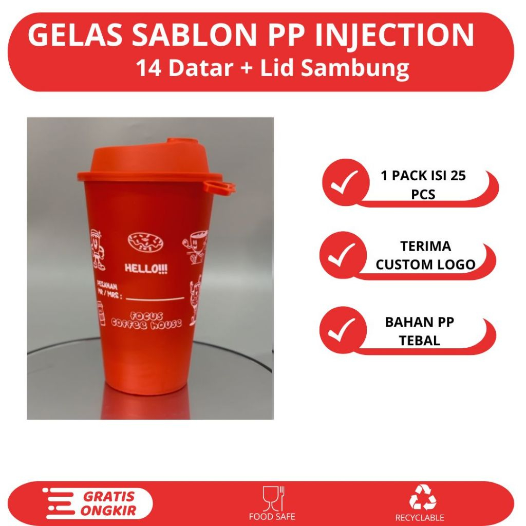 Jual GELAS THINWALL WARNA GAMBAR 400 ML 14 OZ + TUTUP ISI 25 PCS ...
