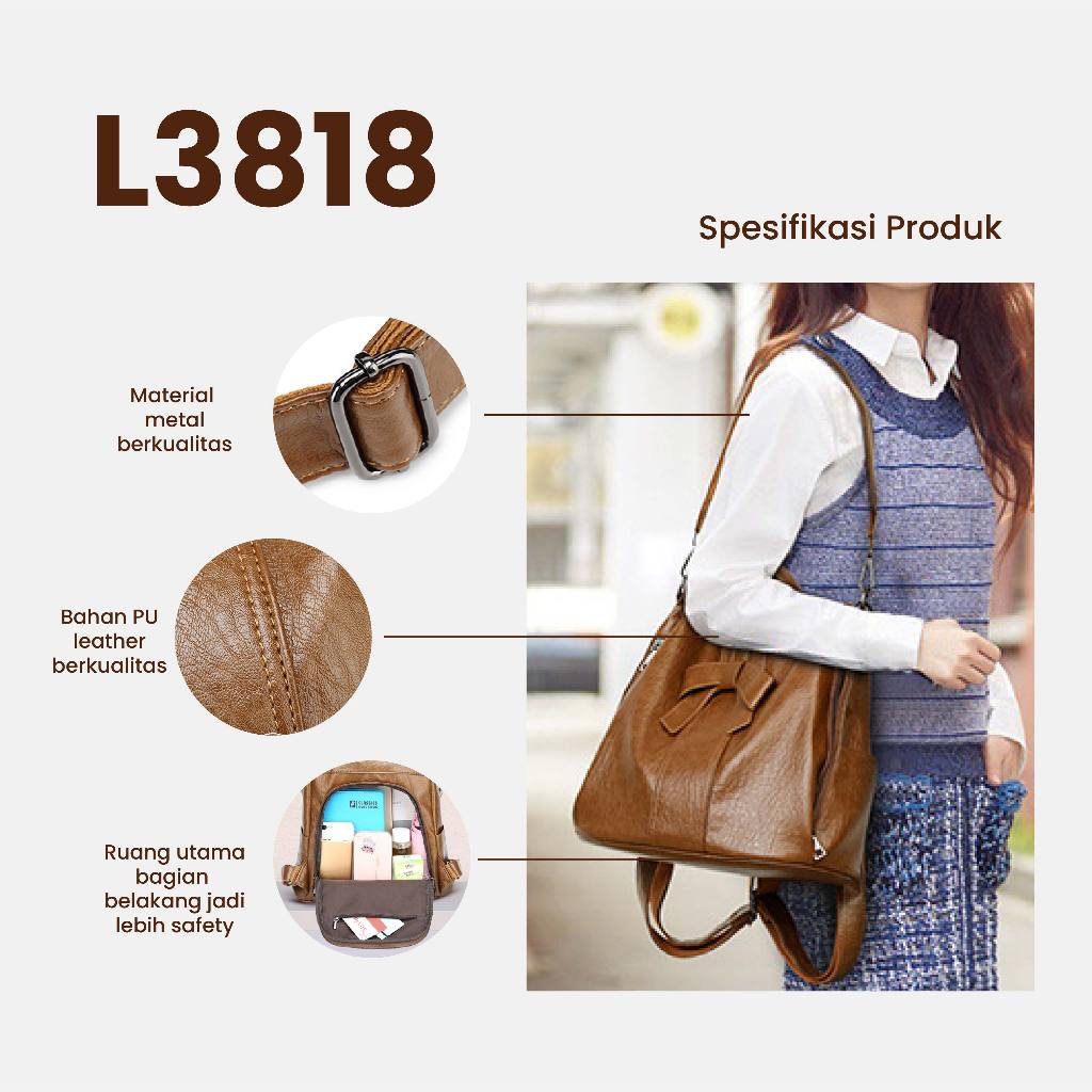 Jual [PROMO SPESIAL] ASTA Tas Ransel Gendong Coklat Kulit PU Sintetis ...