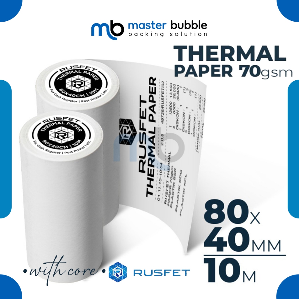 Jual Kertas Termal Label RUSFET With Core Sticker Paper Thermal Printer ...