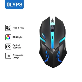 OLYPS Mouse Gaming RGB Kabel USB Portable Optical 1000DPI Ergonomic Desain Untuk PC/Laptop
