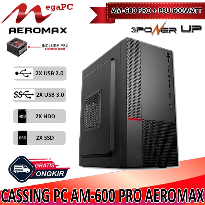 Jual Cassing PC Power Up AEROMAX AM-510 / AM-610 Include Psu 500Watt ...