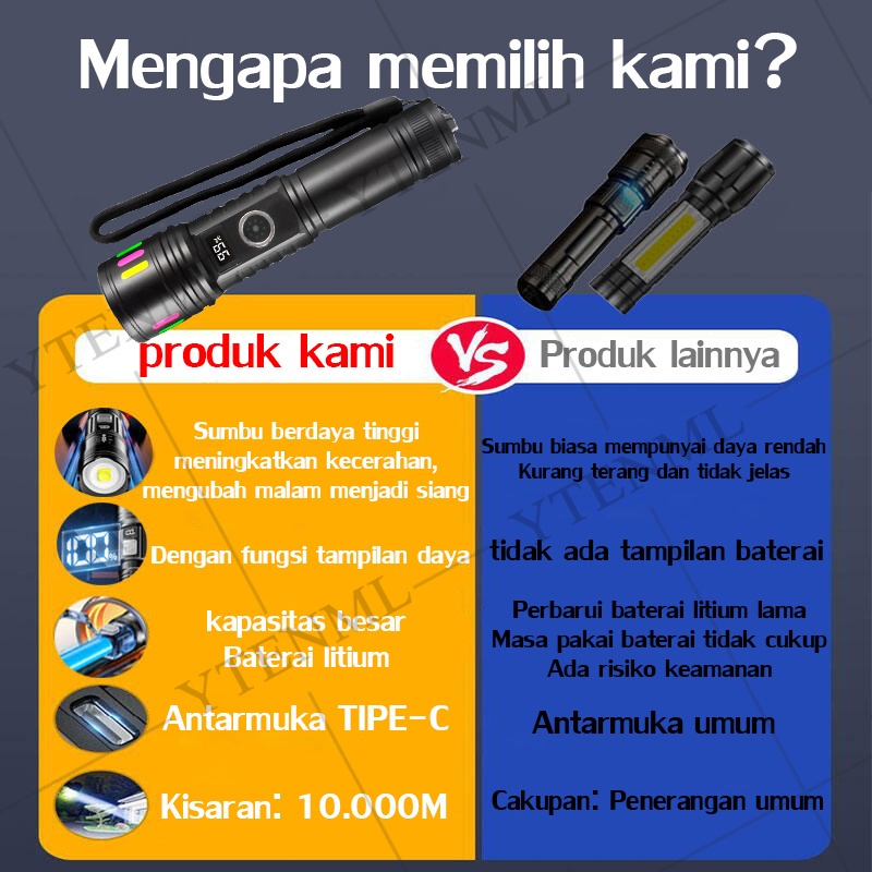 Jual 【Senter super besar】Menyala 10.000 meter senter LED super terang ...