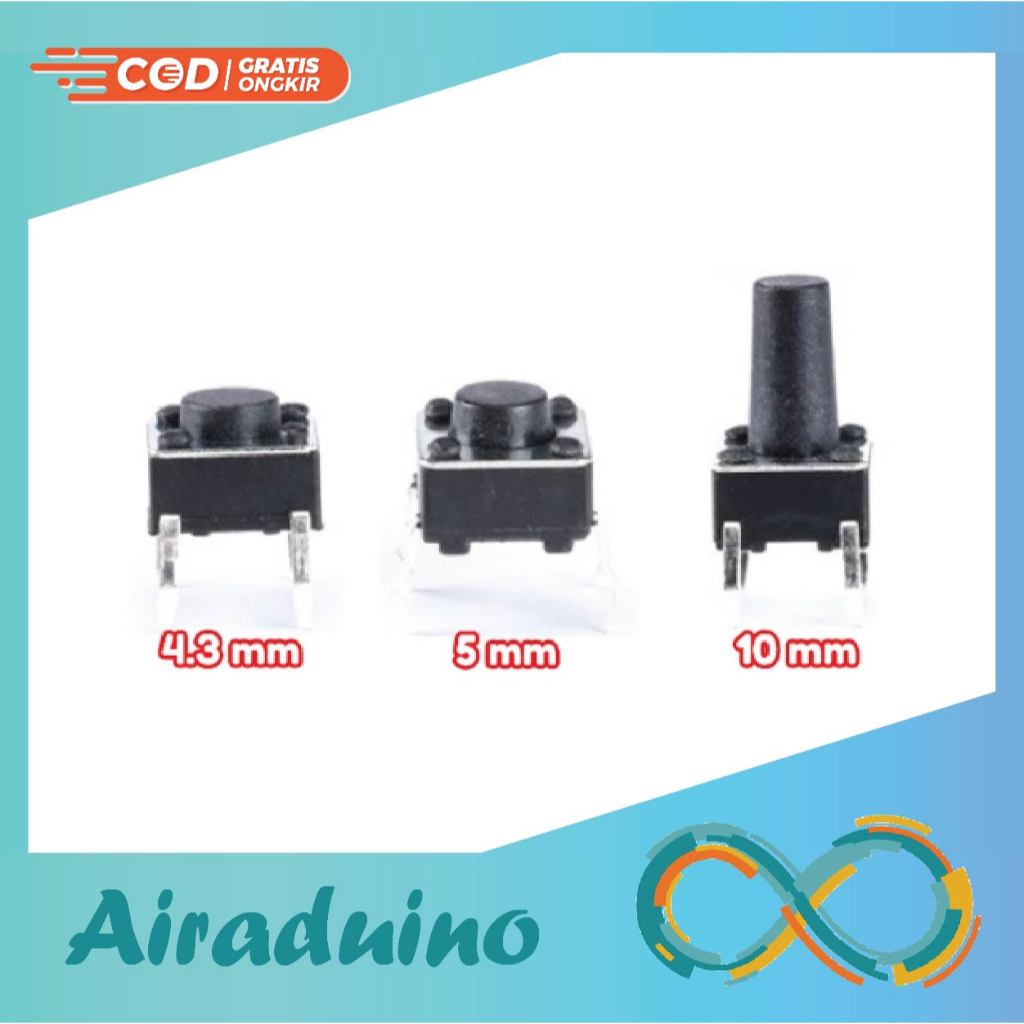 Jual Tact Switch 4.3mm 5mm 10mm Tactile Switch 4 Pin Saklar Kecil On ...
