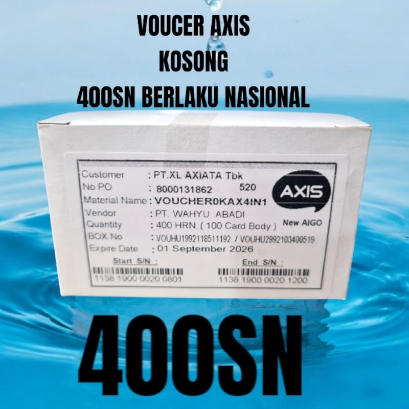 Voucher Axis Kosong 1 Box Isi 400SN Nasional
