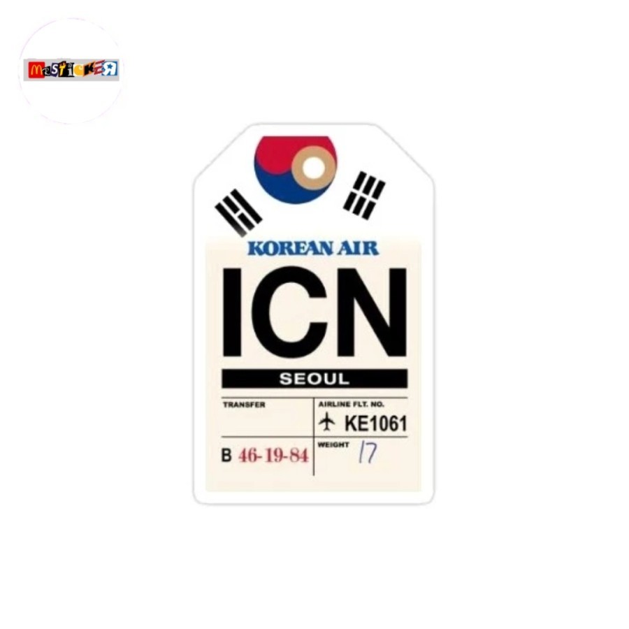 Jual sticker KOREAN AIR ICN airport Seoul traveling luggage label ...