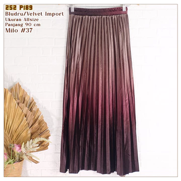 Rok Plisket Velvet Gradasi Premium Bludru Model Payung Panjang 252 P189