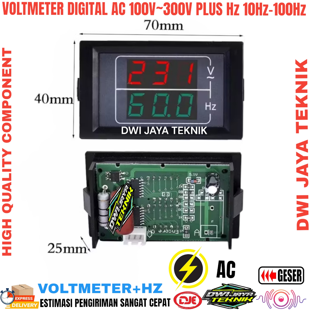 Jual VOLMETER VOLMETER DIGITAL AC 100V - 300V PLUS HZ 10HZ-100HZ ...