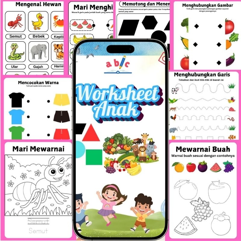 Jual (25++ lembar) Worksheet anak usia 3-6 tahun |mengenal sayur, buah ...