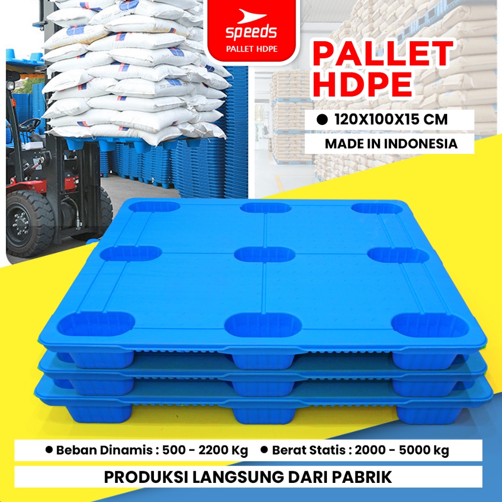 Jual SPEEDS Palet Plastik HDPE 120x100x15cm Plastic Pallet Kaki 9 Kuat ...
