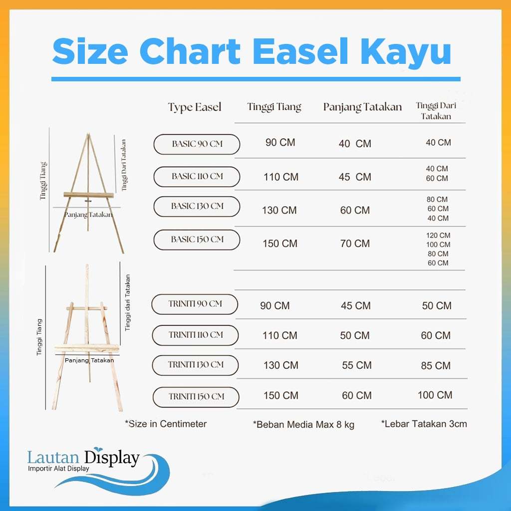 Jual Easel Standing Frame Kayu Wooden Board Besar Stand Lukis Kayu Jati ...
