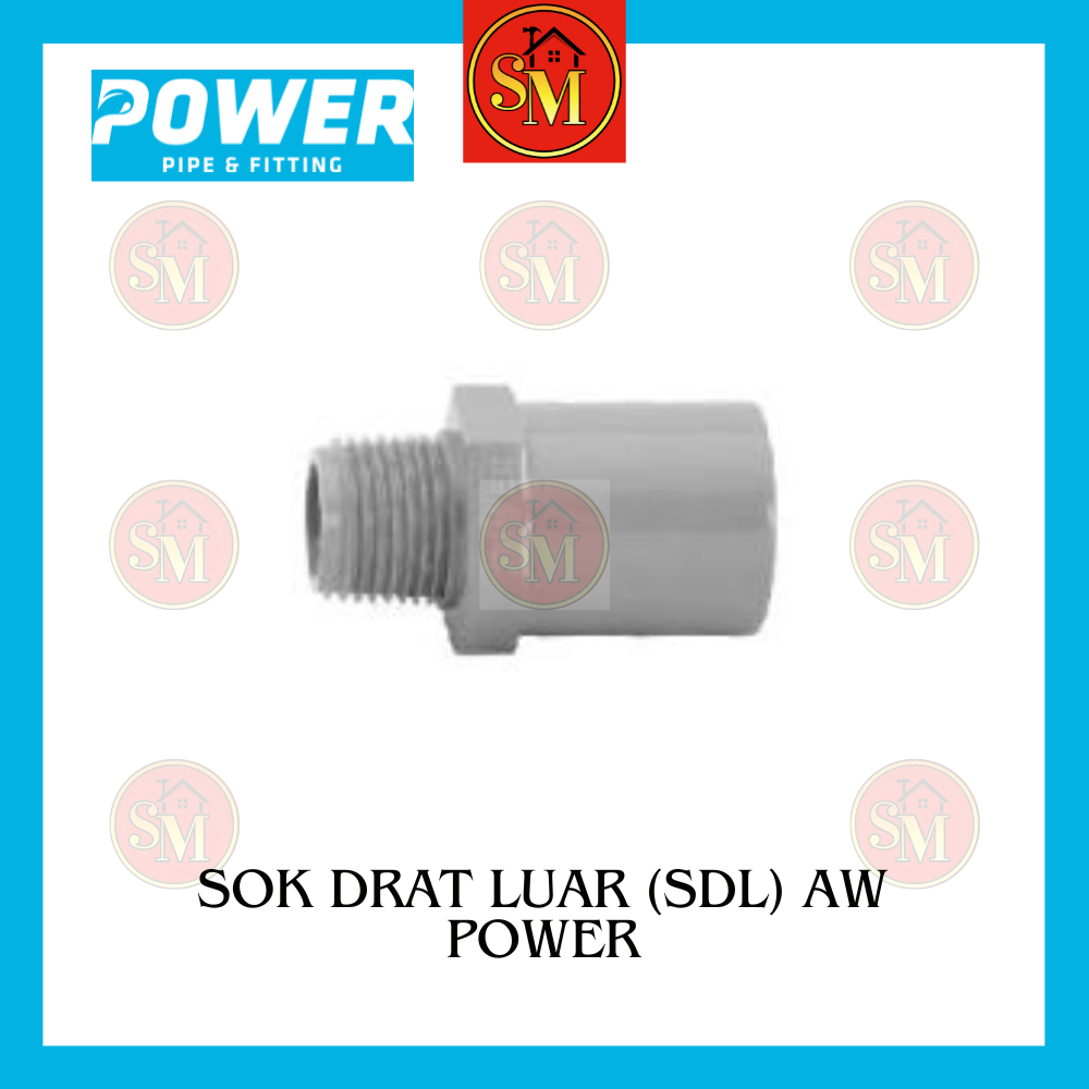 Jual Socket / Sok drat luar (SDL) PVC Power AW 1/2