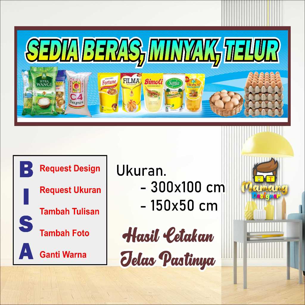 Jual Cetak Banner Spanduk Toko Beras, Minyak dan Telor bahan Kuat ...