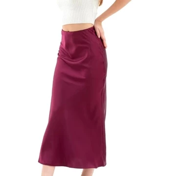 Rok Satin Reine 90CM Satin Long Skirt Rok Satin Panjang S Sampai 2XL