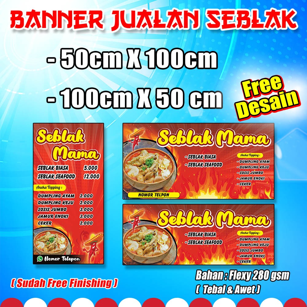 Jual BANNER SEBLAK BELI 1 DAPAT 2 PCS UKURAN 50X100 CM FREE FINISHING ...