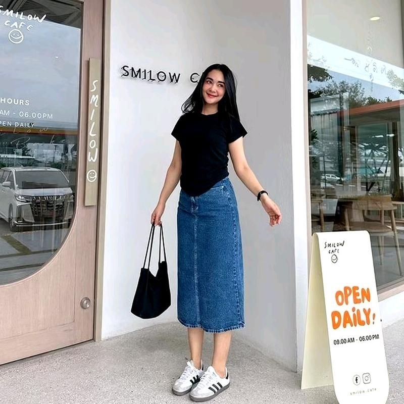Jual Rok Jeans Highwaist A-Line Panjang 7/8 Basic- Skrit Jeans 780 ...