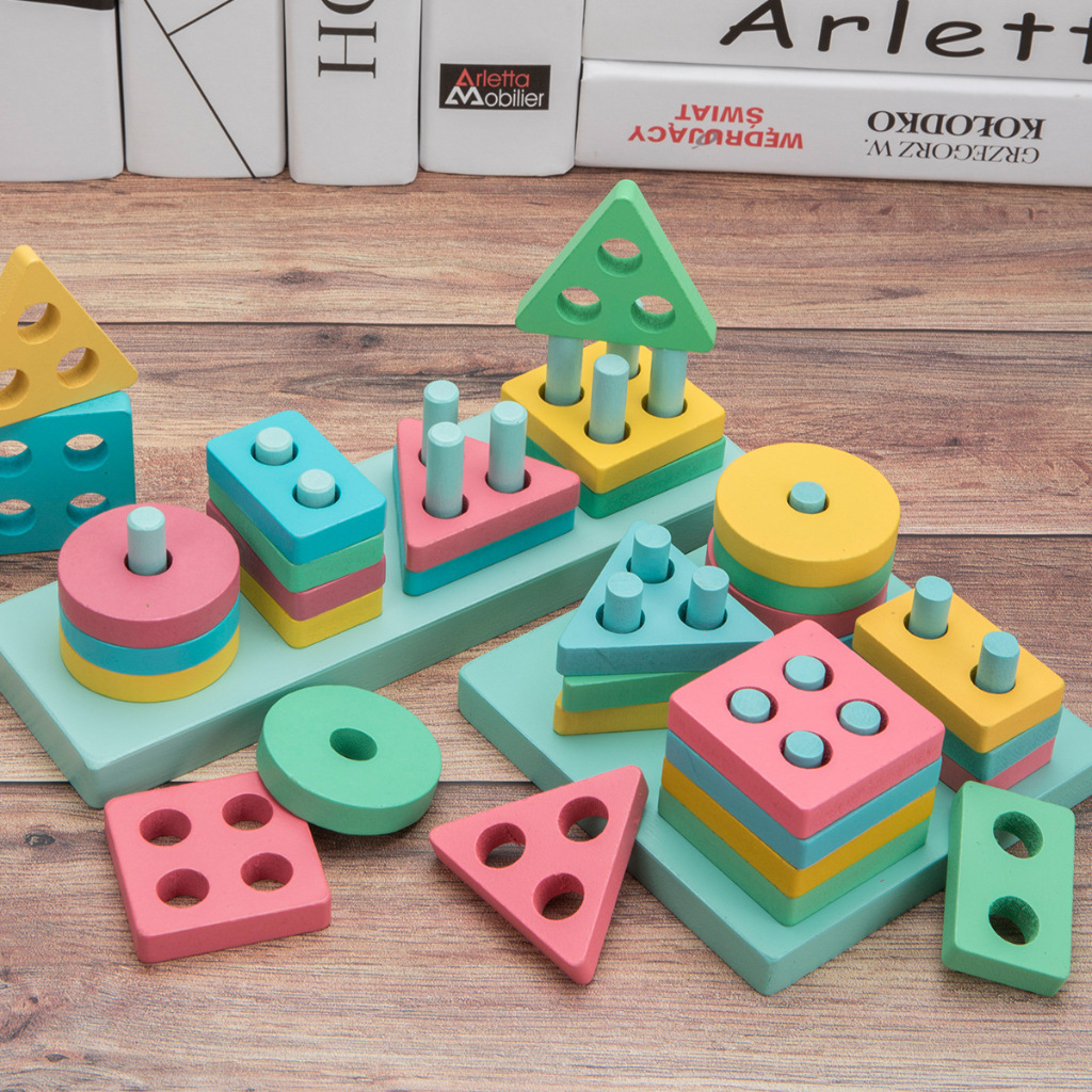 Jual Mainan Kayu Puzzle Geometri Matching Shape / Pilar Basic Shape ...