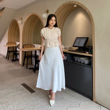 NAYNA Rok Satin Slik Premium Midi Lenght Panjang Satin Skirt Rok Slik Korean Style Basic Wanita