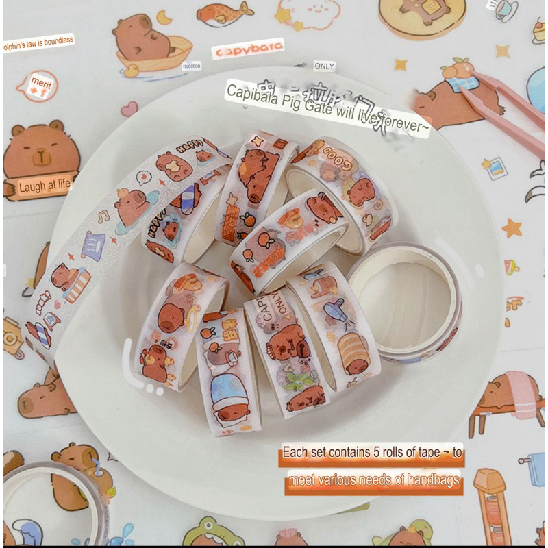 Jual Purple NT001 Sticker Set Sticky Paper Kertas Cute Capybara 100 Pcs ...