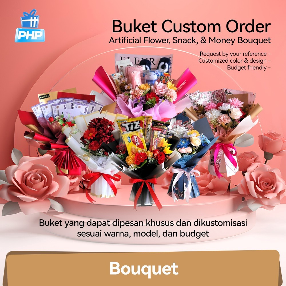 Jual [CUSTOM] #PHP Buket Bunga Wisuda, Ulang Tahun, Anniversary ...