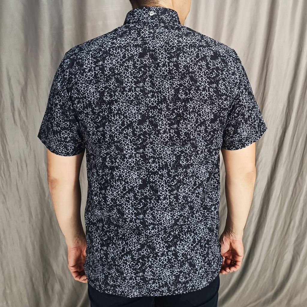 Jual Salice Paolo Kemeja Pria Lengan Pendek Reguler Motif Shadow Hitam ...