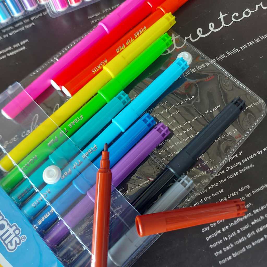 Jual Spidol Warna Agatis 12W | Colour Pen Agatis 12 Warna |Agatis Fibre ...
