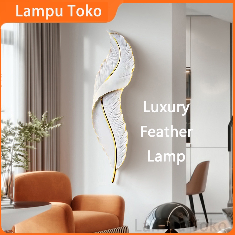 Nordic Minimalis White Feathers Lampu Background Wall Grille Dekorasi Pencahayaan Ruang Tamu TV Sofa Dinding Lampu Modern Led Lampu fly