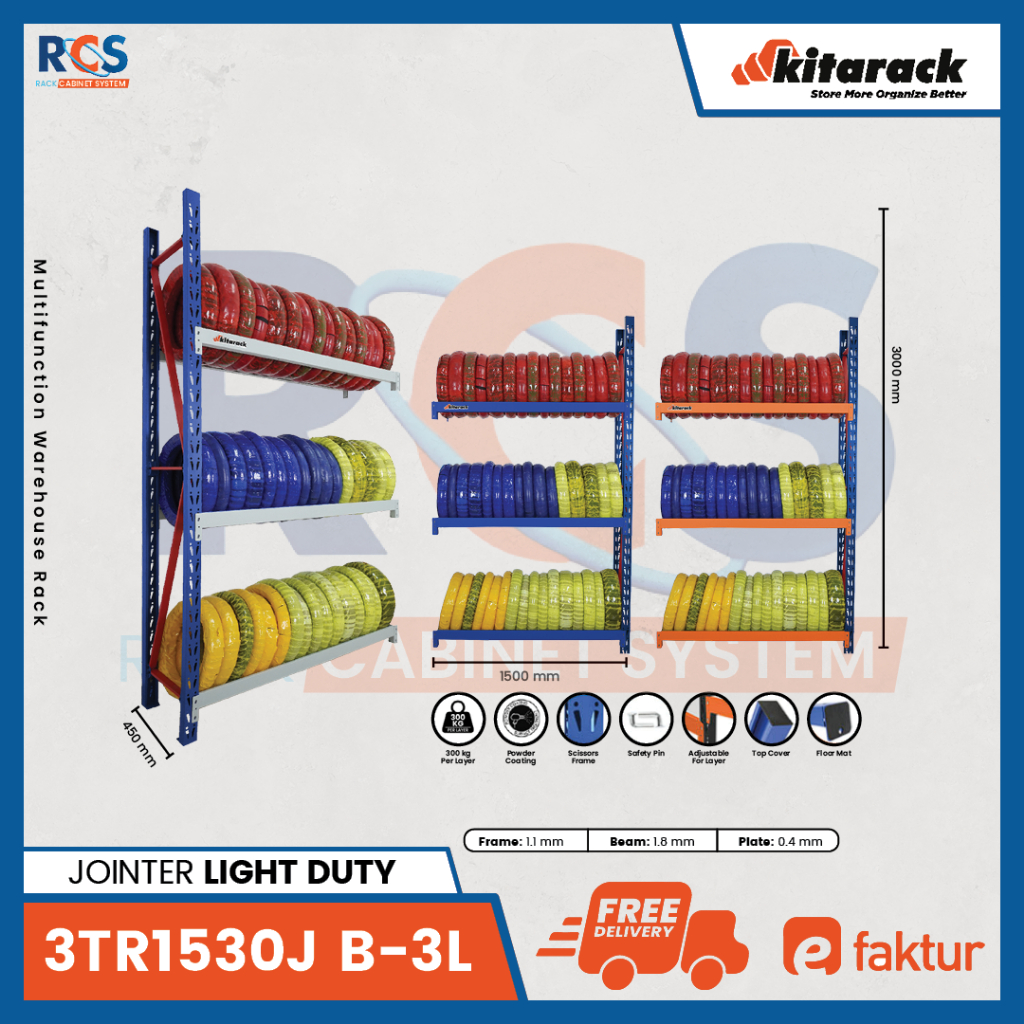 Jual KITARACK Rak Gudang Tire Rack 3TR1530J Jointer Biru Series Rak Ban ...
