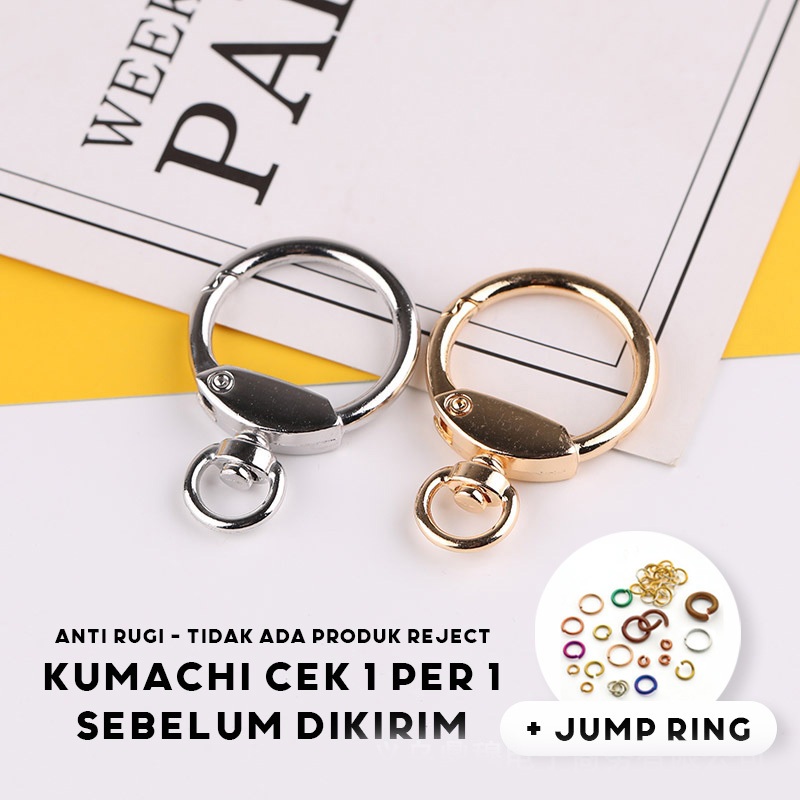 Jual LENGKAP + JUMP RING Round Keychain Gantungan Kunci Rosegold Gold ...
