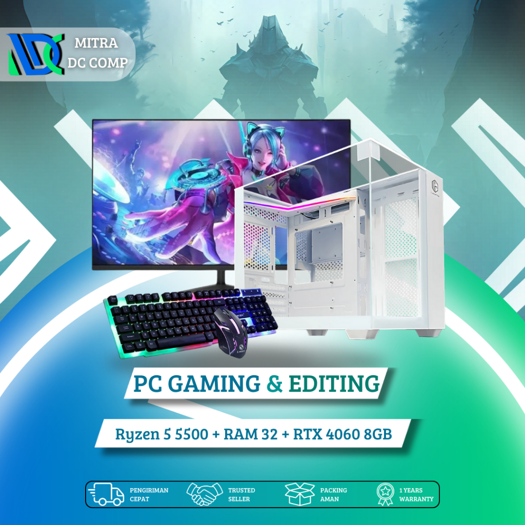Jual PC Rakitan Gaming AMD Ryzen 5 5500 Ram 32gb VGA RTX 4060 8gb SSD ...