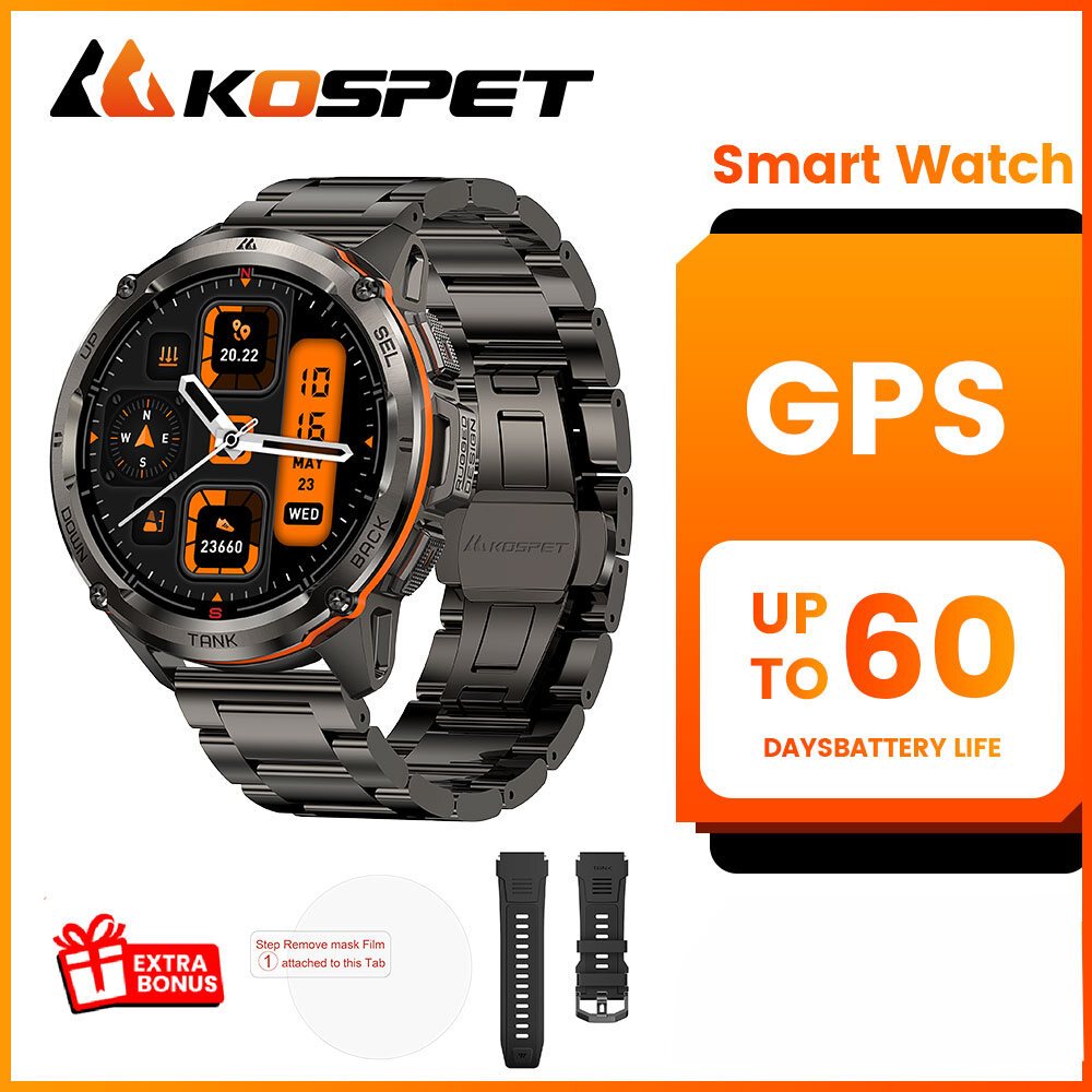 Jual Asli KOSPET TANK T3 ULTRA Jam tangan pintar militer pria GPS