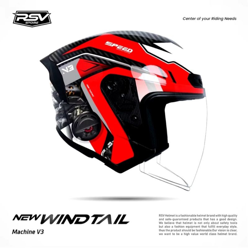 Jual Helm RSV New Windtail Machine V3 Single Visor | Shopee Indonesia